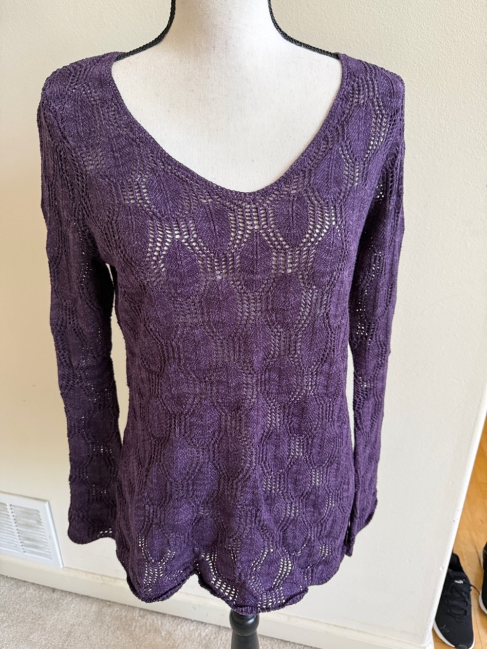 INC International Concepts Purple V-Neck Knit Sweater